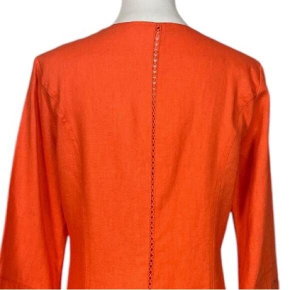 Lena Gabrielle Linen Long Jacket Bell Sleeve Open Front Coral Women’s Size 10 - Picture 8 of 11